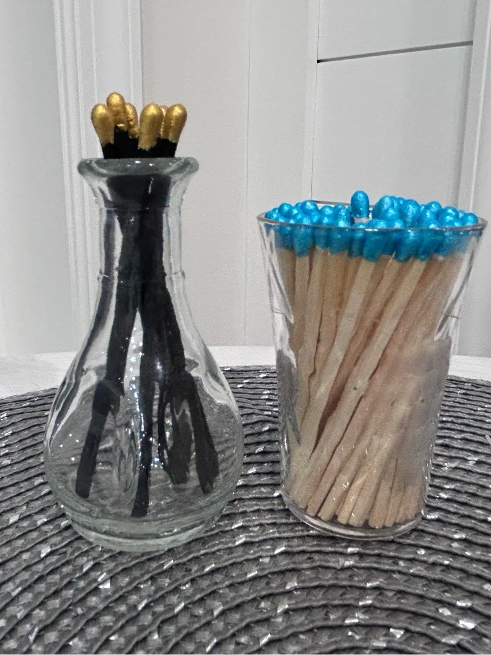 Restyle Repurpose Vintage glass Striker wooden decor colored Matchsticks gifts